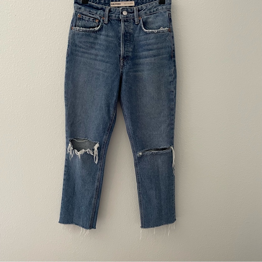 GRLFRND Jeans Womens Denim The Karolina High Rise Straight Crop 25x27 The Valley